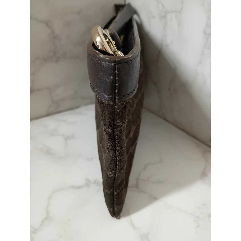 KATE SPADE Brown Classic Linet Jacquard Wristlet - EUC